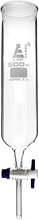 Dropping Funnel, 500ml - PTFE Key Stopcock, Open Top, Cylindrical - Ungraduated - Cylindrical, Borosilicate Glass - Eisco Labs