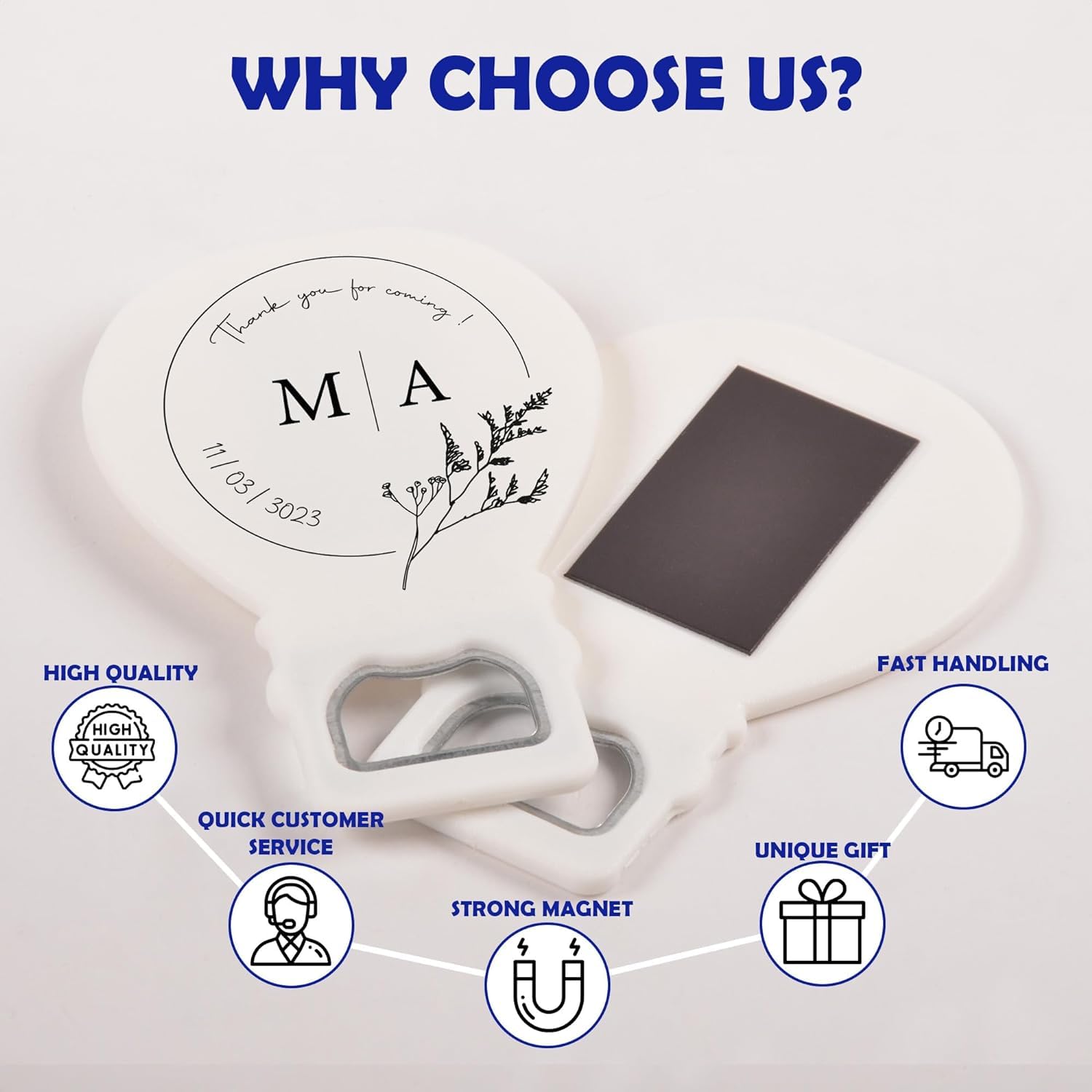 30er Set personalisierte Flaschenöffner zur Hochzeit, Hochzeitsgeschenke für Gäste, Individualisierbares Hochzeitsgeschenk, Einzigartiges Design zur Hochzeit, Wedding Magnet Favors