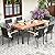 Tangkula 7-Piece Wicker Patio Dining Set, Patiojoy Outdoor Rattan Garden Yard Furniture Set, Acacia Wood Tabletop Dining Table with Umbrella Hole & 6 Stackable Rattan Chairs Set