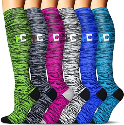 SunFeeling Compression Socks for Women & Men Circulation (3 Pairs) - Best Support for Athletic Running Nurses Recovery Travel