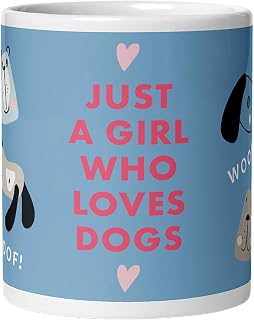 Dog Mug for Dog Lovers | Cute Ceramic Coffee Dog Lover Cup | Just A Girl Who Loves Dogs | Gift for Animal Lover | 11oz Coffee Mug for Daughter Sister Niece Grandaughter