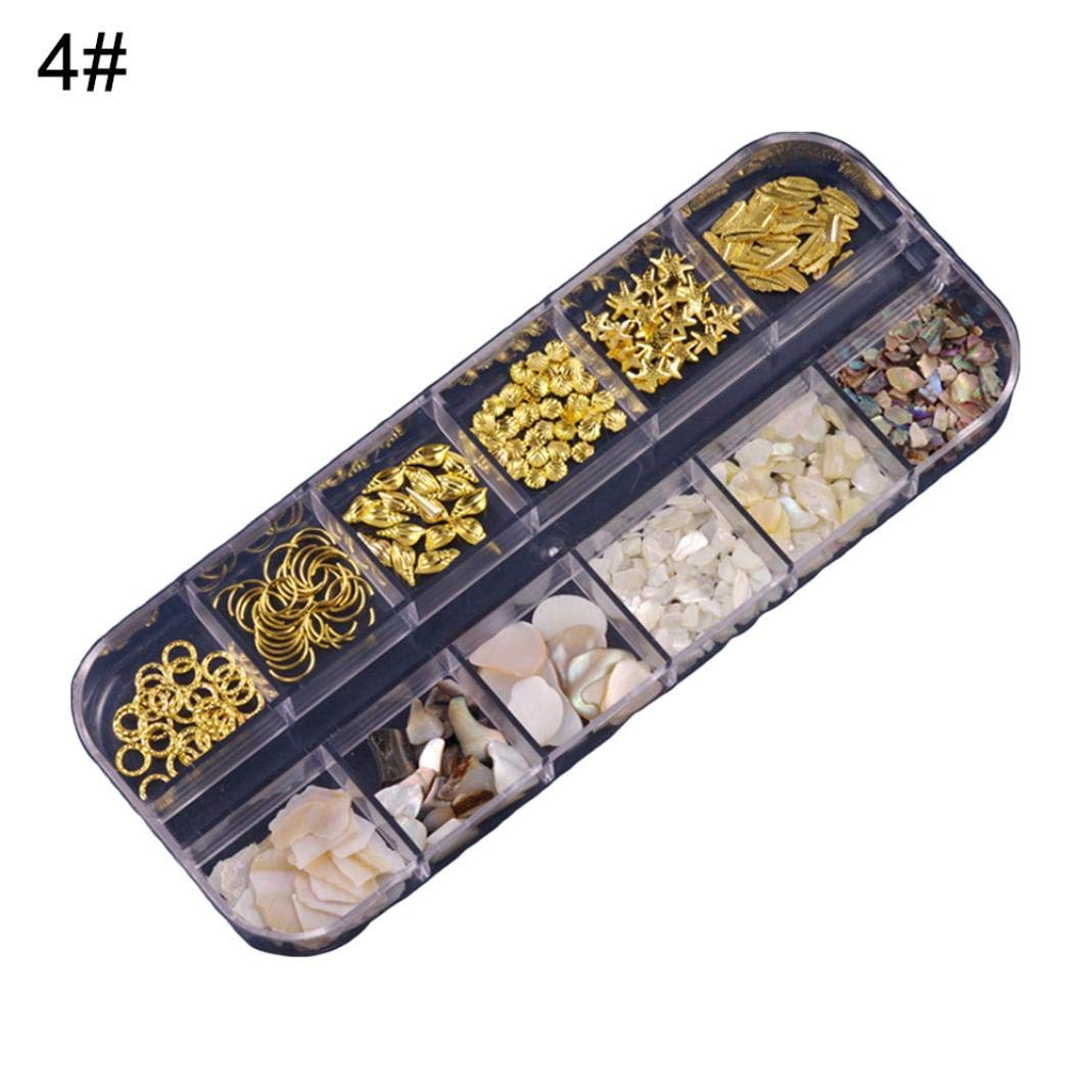 Nail Shells MAJGLGE Nail Art, Nail Decor, Shiny Shell 12 Grids Irregular Mermaid Broken Glitter Sequins Manicure Decor - 4#