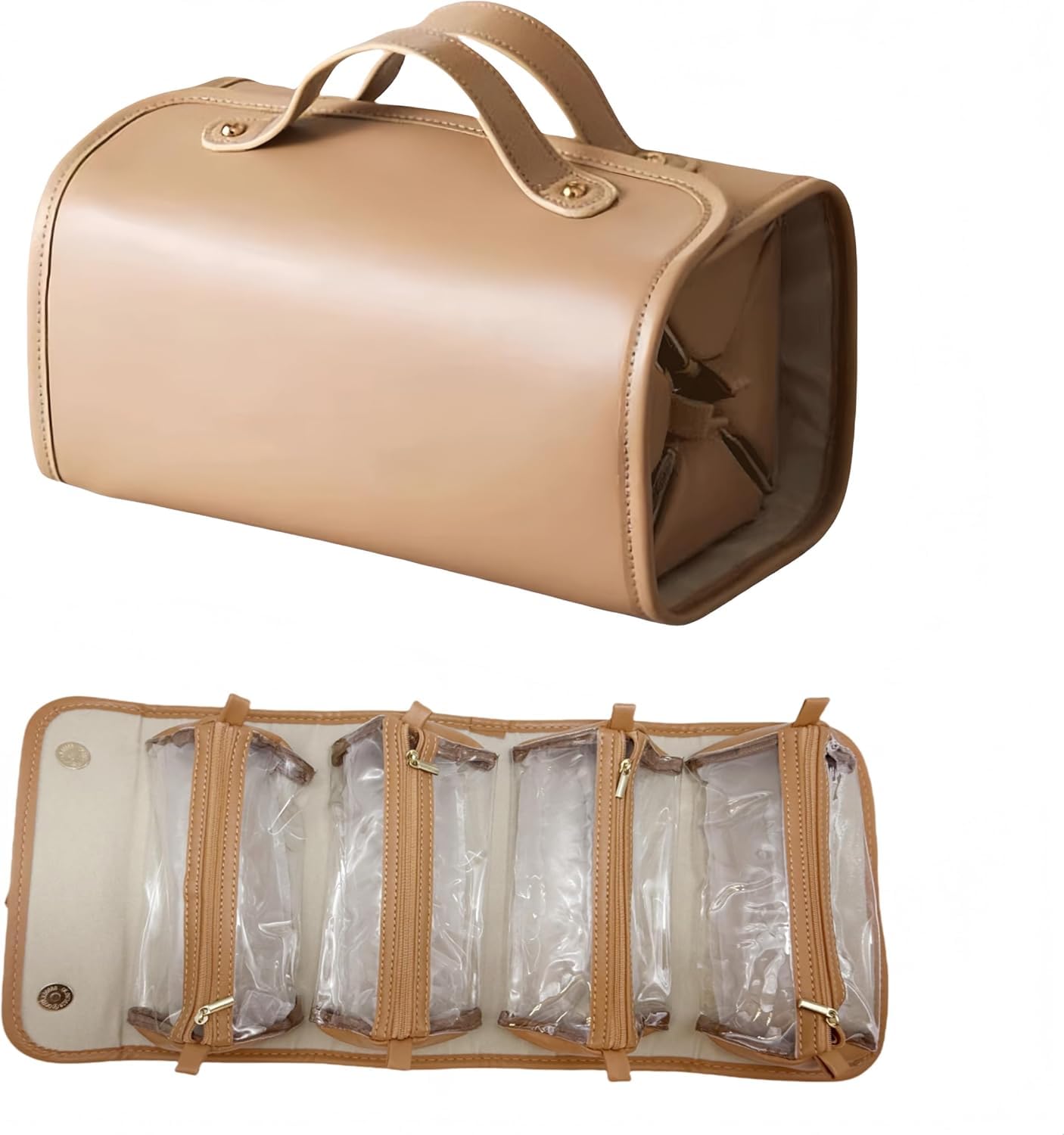 LuyaVogue Large Expandable Makeup Bag, 4-in-1 Waterproof Makeup bag, Cosmetic Bag with Detachable Interior Pockets, Ideal for Women Travel Essentials(