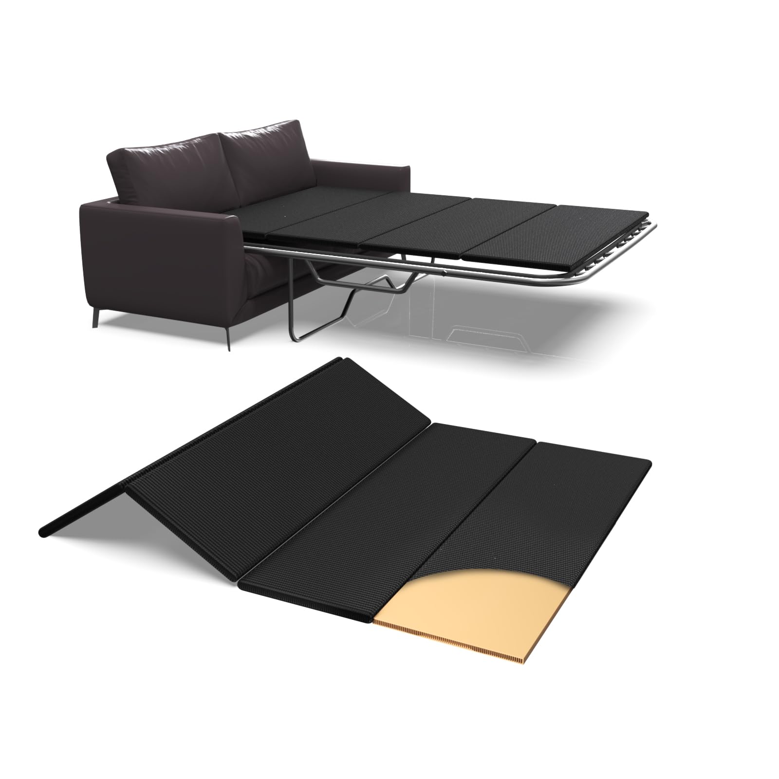 BBX-G Low Profile Bed Support,Large Double Bed 10mm, Folding Spring Box,Light and Thin Bed, Queen Size 50”x71”