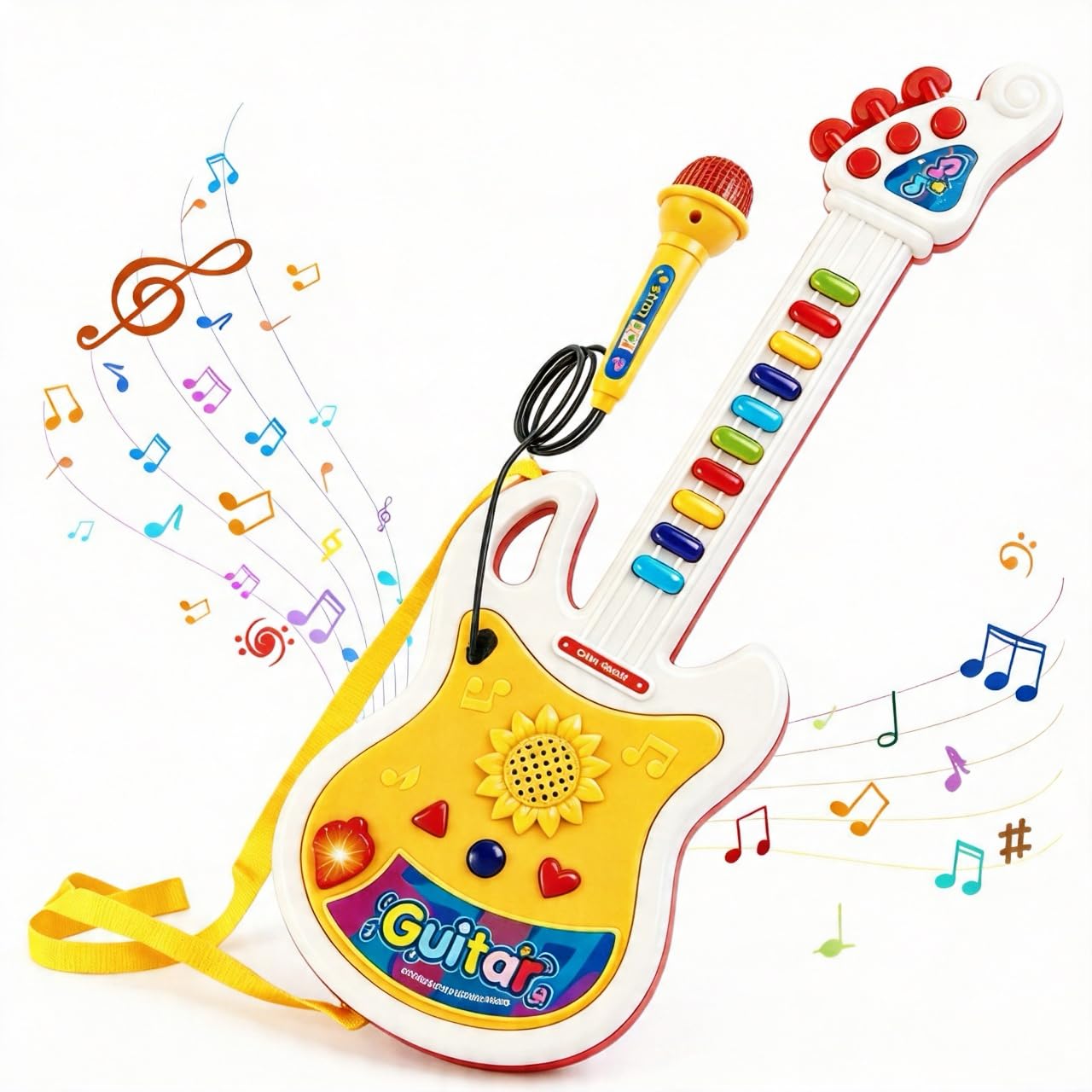 Kids Guitar 3 in 1 Musical Instruments Toddler Toy with Microphone & Piano