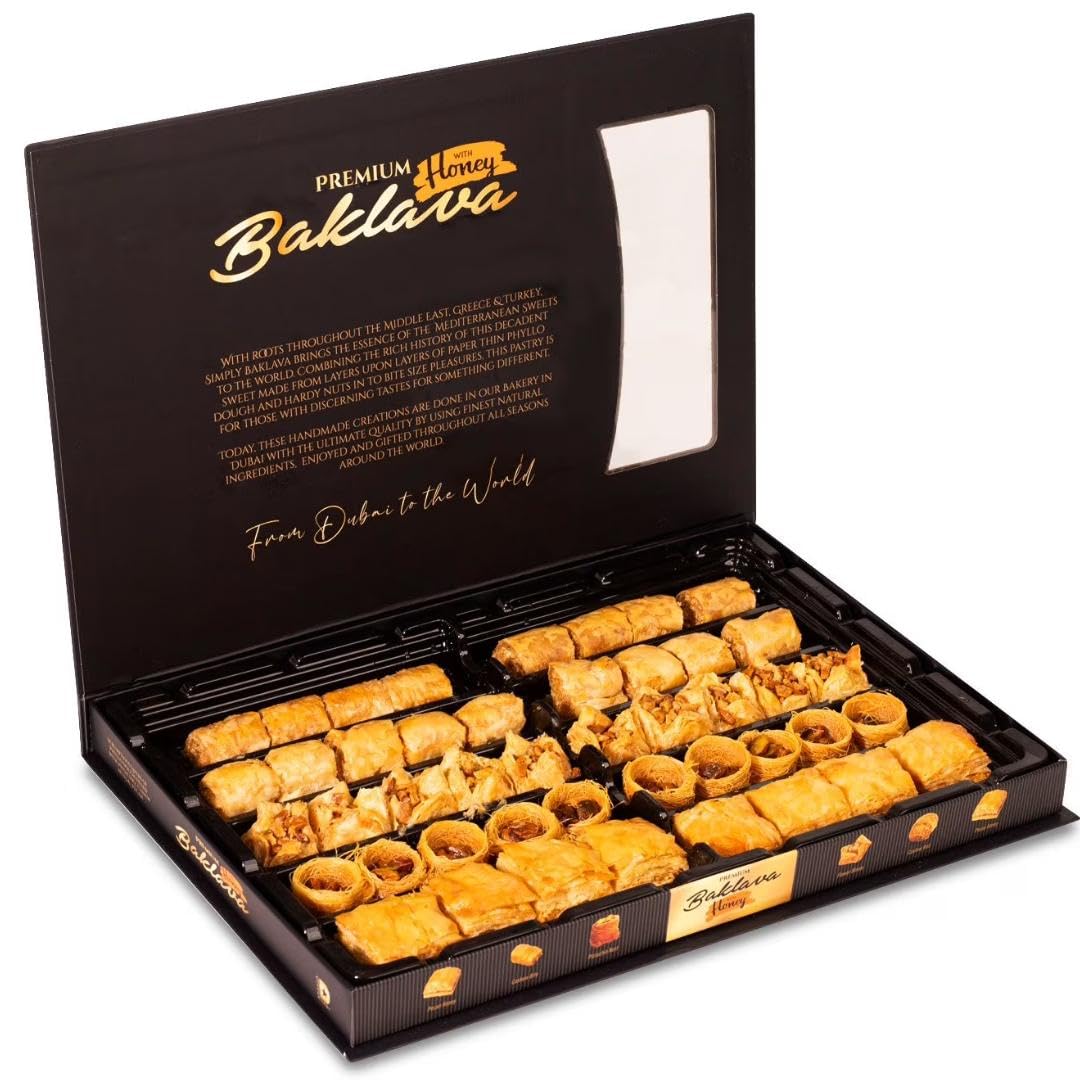 Premium Baklava Gift Box Assortment – 28.8 oz | Traditional Mediterranean Pastry with Honey & Pistachio, Turkish Greek Dessert Selection, Gourmet Sweet Treat for Holidays & Special Occasions