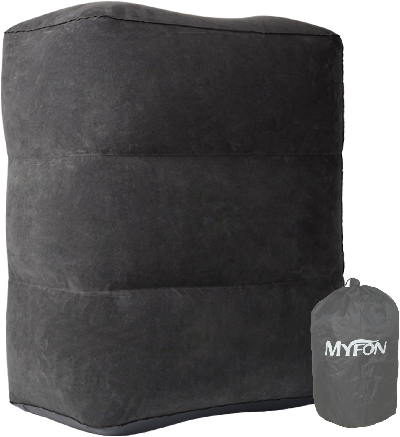 Inflatable Travel Foot Rest Pillow, Adjustable Height Leg Rest Pillow for Cars, Home, Office, Trains, Airplane, Make a Flat Bed for Baby, Kids, Toddlers, Grey, 1 Pack