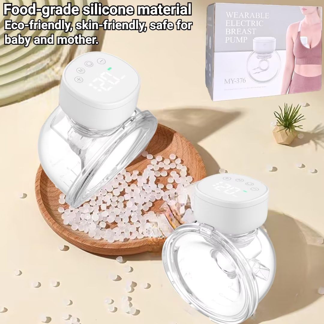 Extractor de leche portátil, extractor de leche automático eléctrico manos libres para amamantar, con 3 modos, 9 niveles, pantalla LED, bajo nivel de ruido, inalámbrico, recargable por USB, portátil