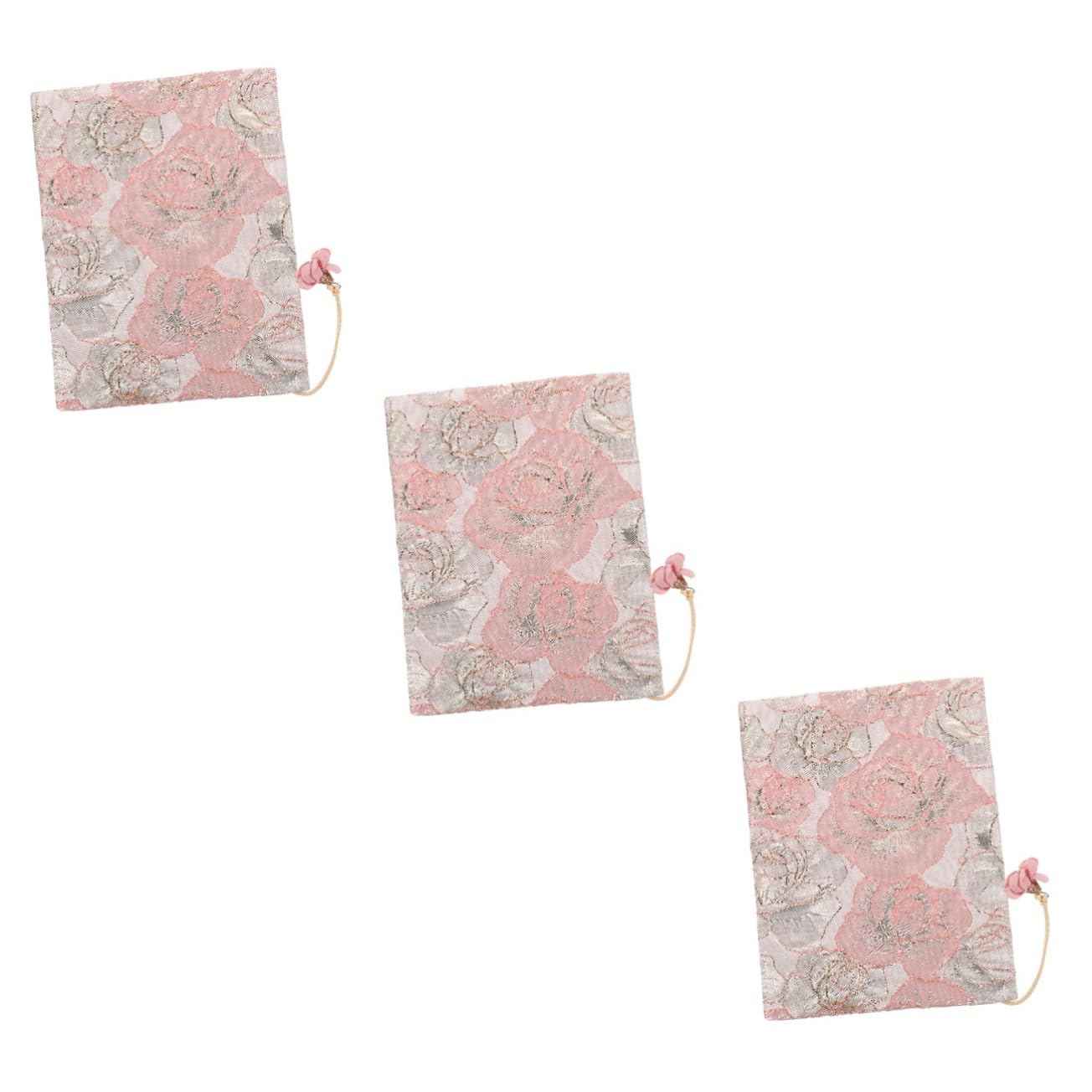 HOMSFOU 3 Piezas cubierta de libro de tela Cubrir decoración proteccion libretas protector de libro decorativo cubiertas de libros de tela bolsas de libros rosa
