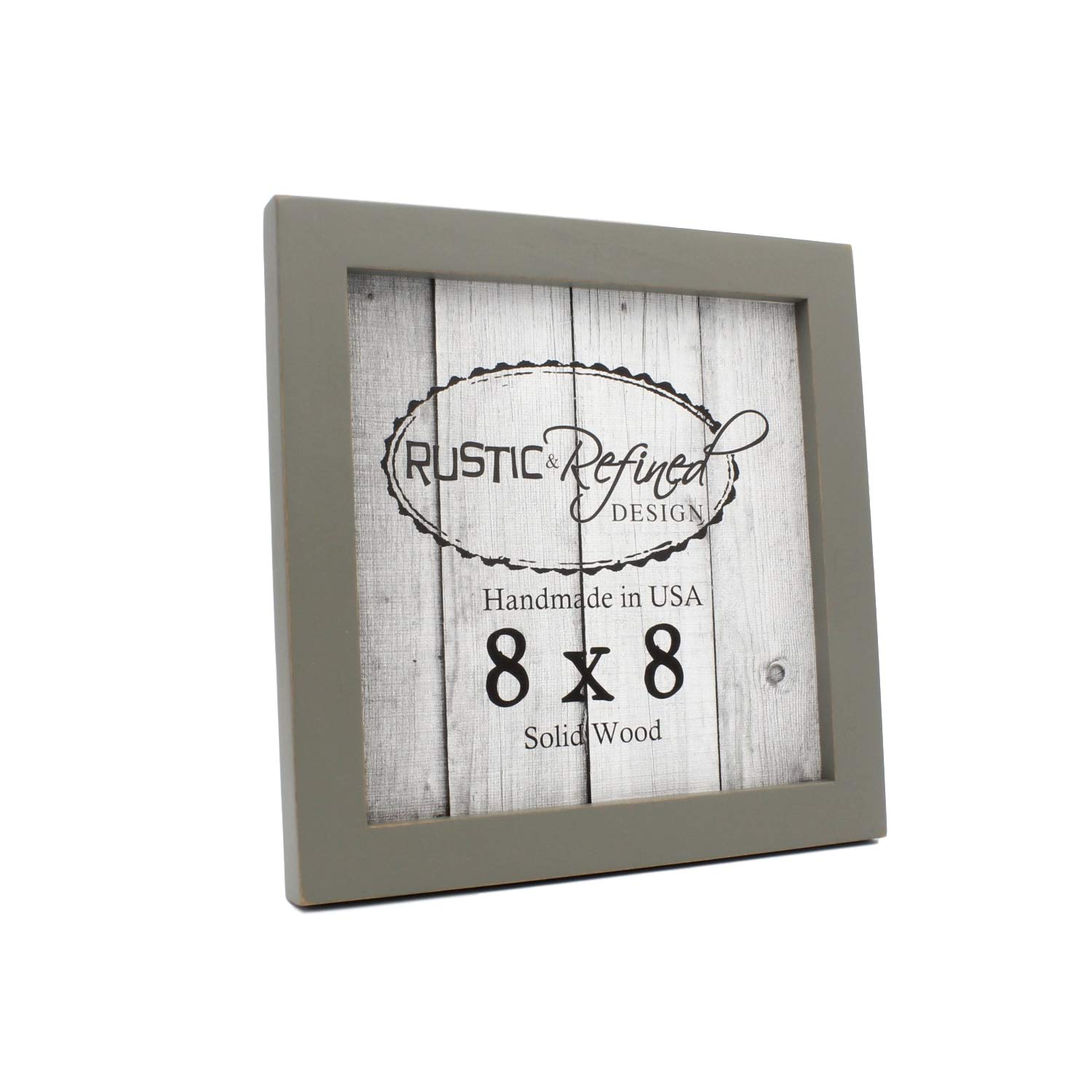 Rustic and Refined Design8x8 Solid Wood Made in USA Picture Frame with 1 Inch Border (Gallery Collection) - Gray Green