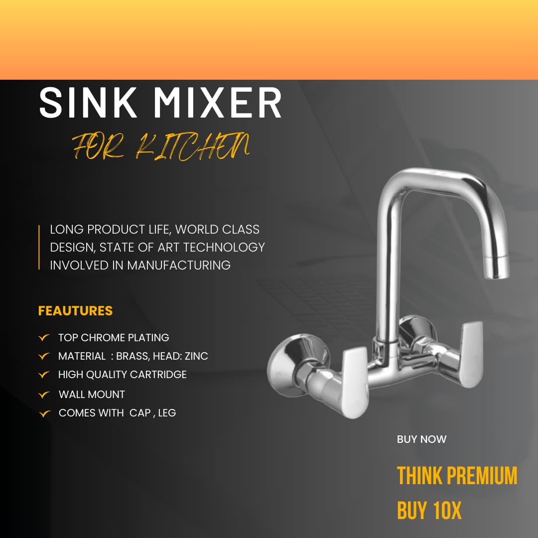 10X Brass Sink Mixer Tap - Chrome Finish -2
