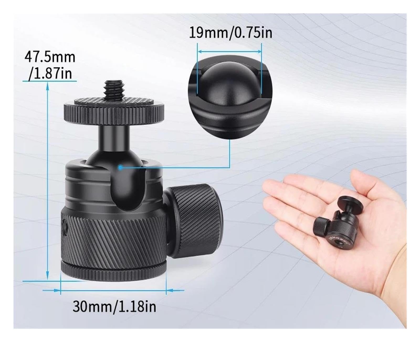 Testa a sfera a 360° a basso profilo in metallo CNC C19