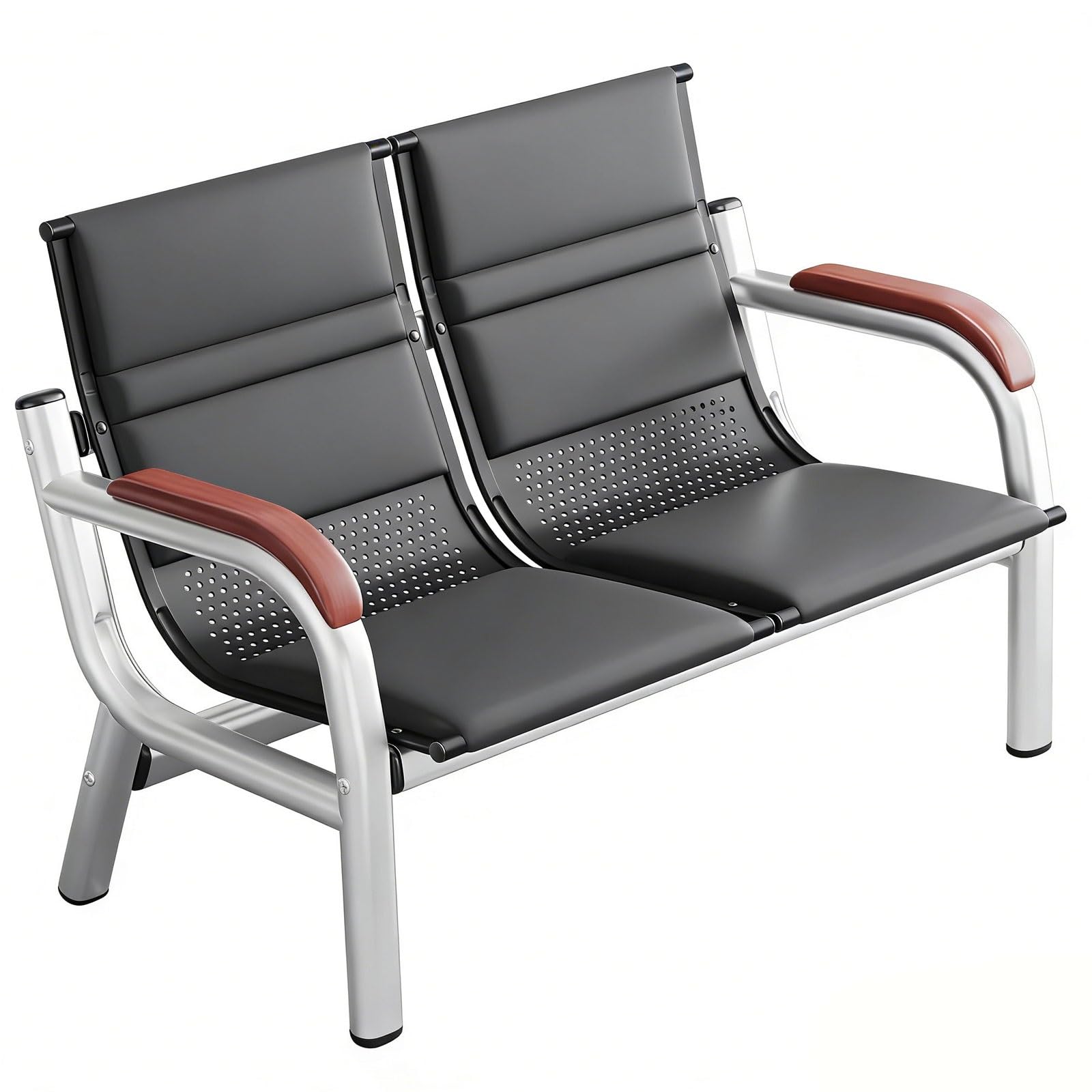 ASerZenith 2 Seat Waiting Room Chairs With Padded Arms And Backrest For Lobby, Guest Reception, Meeting Room, Hospital, Barber Salon