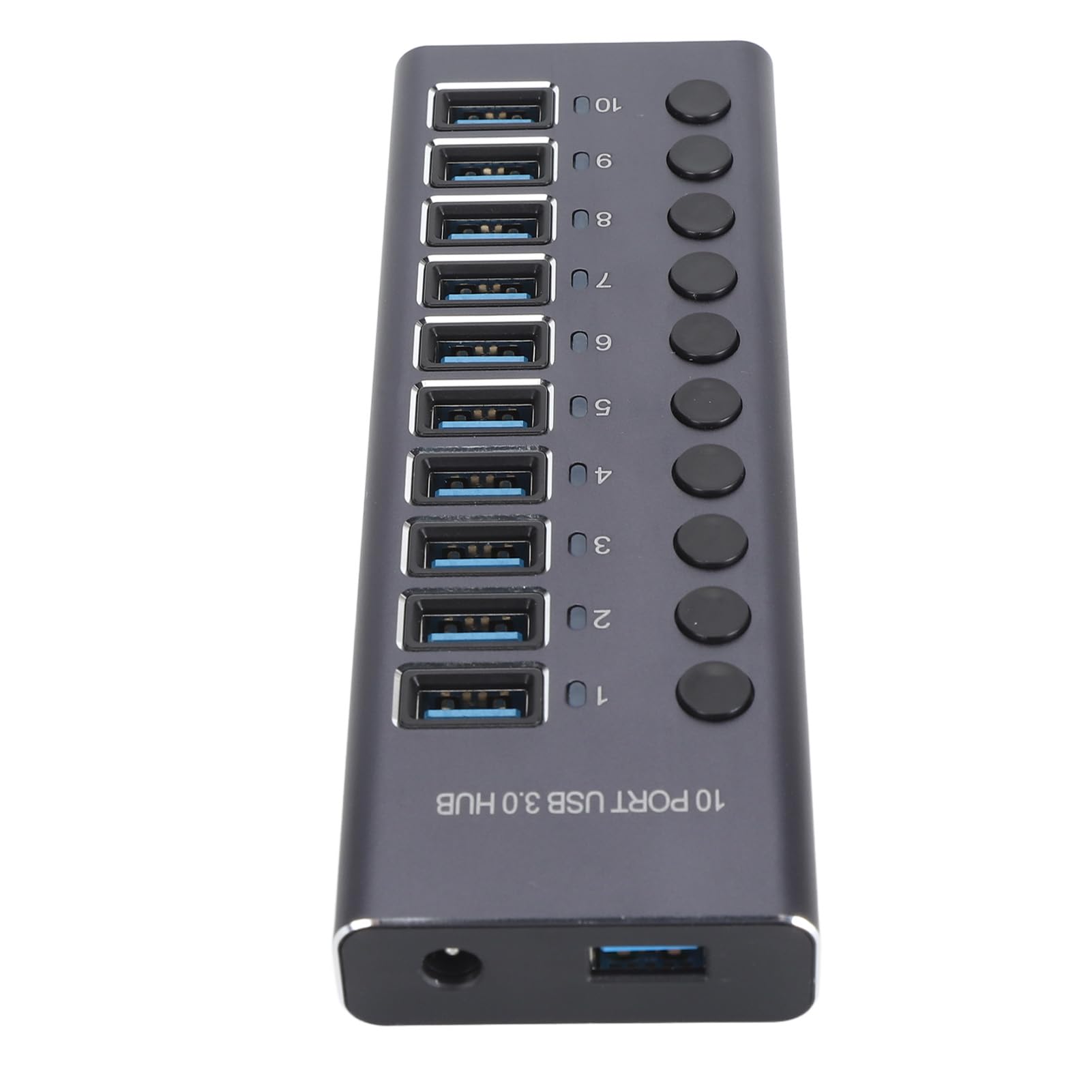 USB 3.0 Hub, 10-portowa Stacja Dokująca ze Stopu Aluminium z Indywidualnymi Przełącznikami LED i Zasilaczem 60W, do Laptopa, Komputera PC, Konsoli do Gier (wtyczka UE)