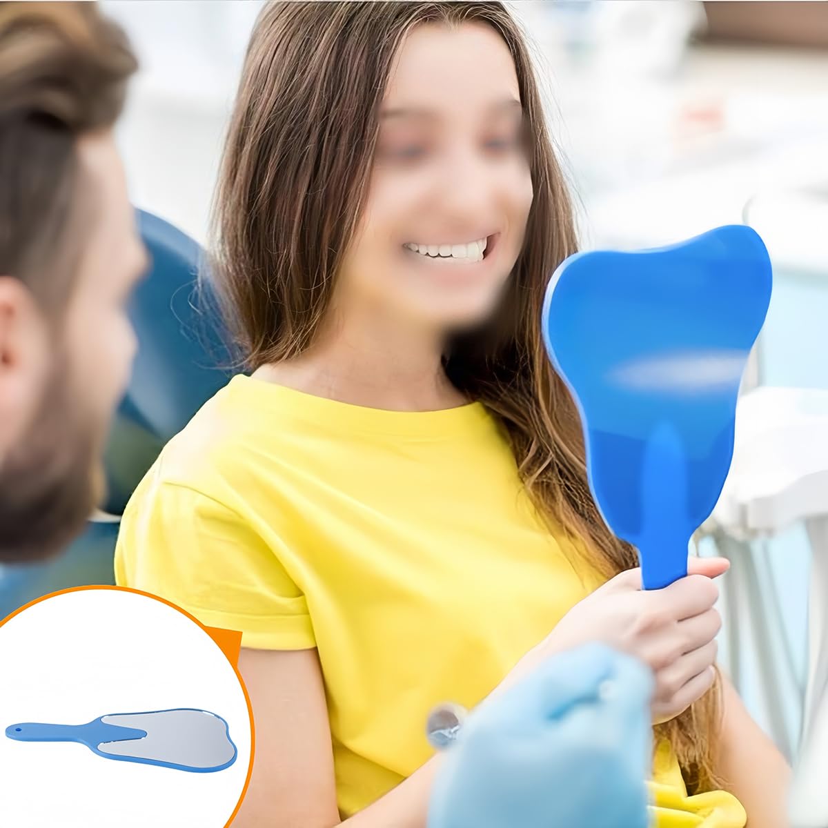 WANGCL Espejo dental portátil con mango de plástico para dentistas, clínicas dentales (azul)