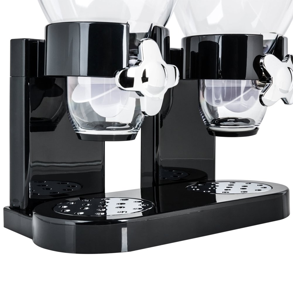 BAKAJI Dispenser Storage Dosatore Distributore Erogatore Cereali Pasta Caramelle Dolci Frutta Secca con Rotella Doppio Contenitore da 8 lt e Dosatore Interno (Nero)