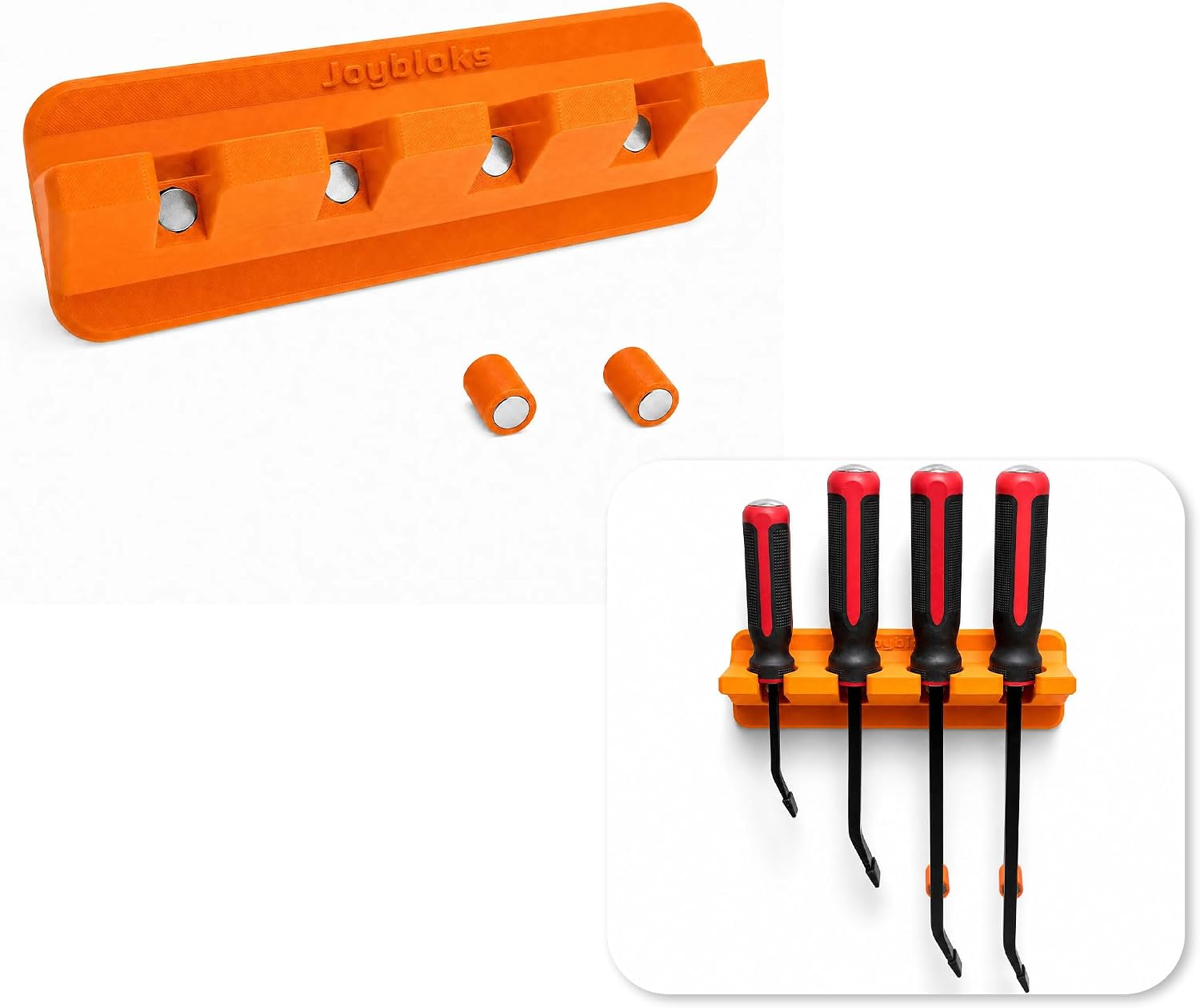 4 Slot Magnetic Pry Bar Holder with Retention Buttons