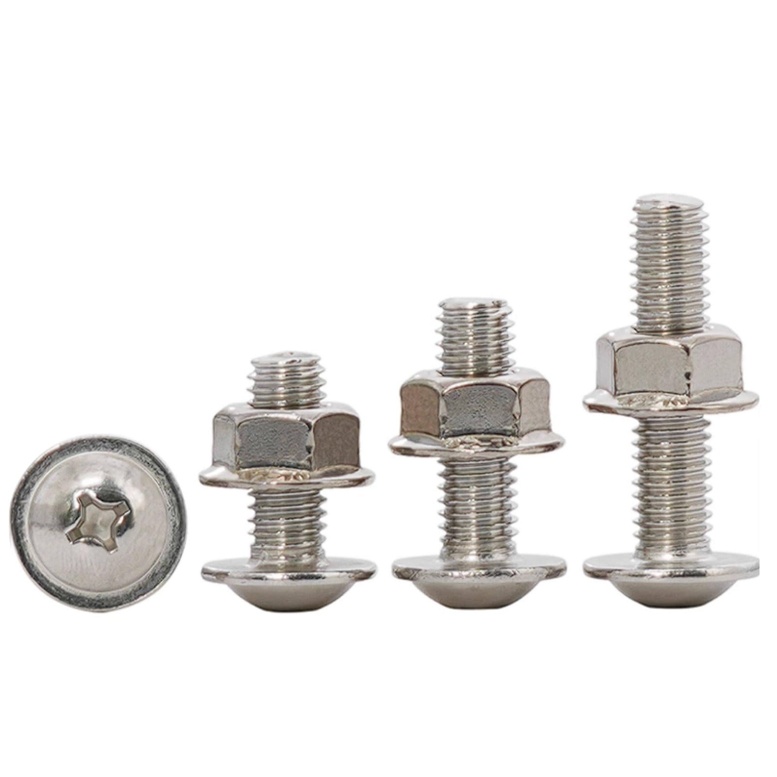 Śruby z łbem walcowym i nakrętkami kołnierzowymi ze stali nierdzewnej 304 Zestaw asortymentowy Płaska śruba imbusowa(M8*14 mm10set)