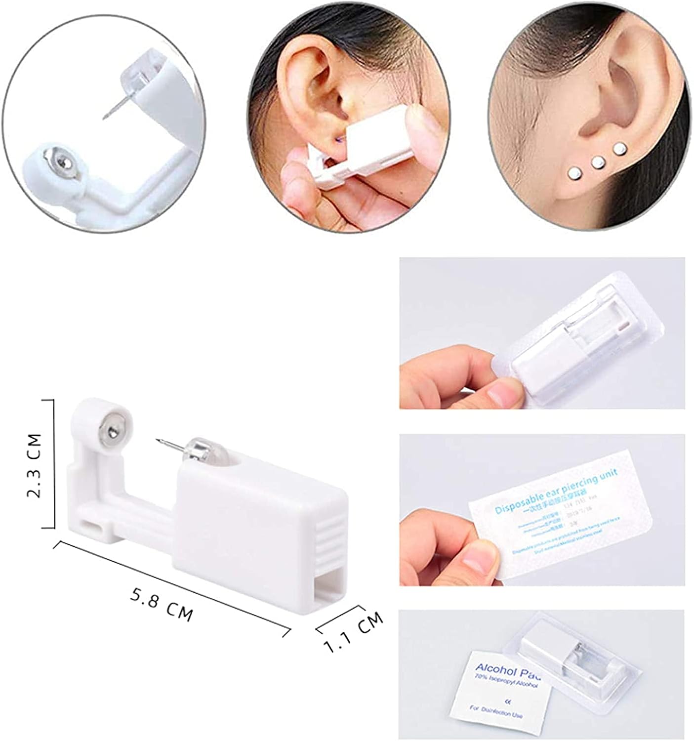 Pistola Buchi Orecchie, Lassuzie 8 Pezzi Pistole Usa e Getta per Piercing all'orecchio con Pistola Buchi Orecchie, Lassuzie 8 Pezzi Pistole Usa e Getta per Piercing all'orecchio con