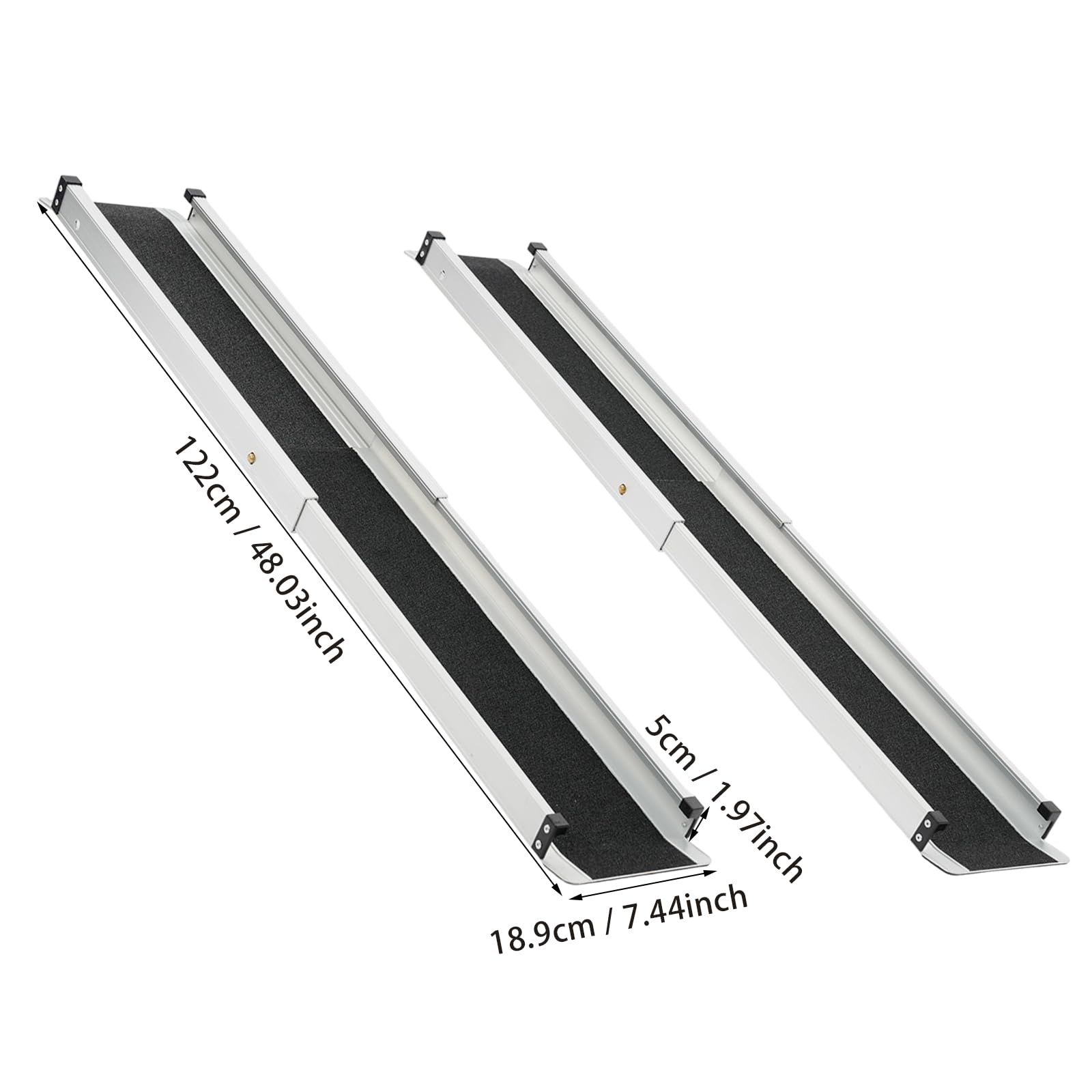 Juego de 2 rampas telescópicas de aleación de aluminio, capacidad de carga de 300 kg, telescópicas para escaleras, puertas, sillas de ruedas, bicicletas, con bolsa de almacenamiento, color negro y