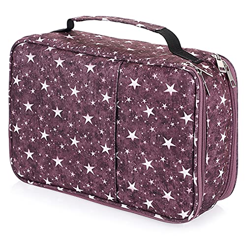SUMTREE 300 Trous Trousse de Crayon de Couleur Sac à Crayons/Stylos/Feutres Grande Capacité avec Double Zip pour dessinateur Professionnel ou Amateur (étoile Violette)