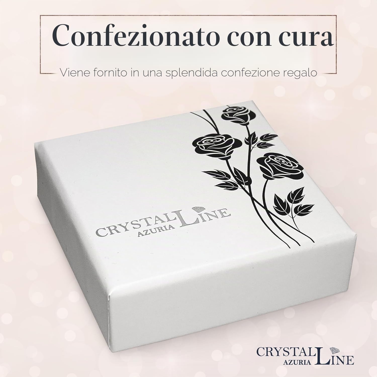 Crystalline Azuria Donna 18ct Placcato Oro Rosa Perla simulata Bianca Parure Collana con Ciondolo 45 cm Orecchini Pendenti Bracciale