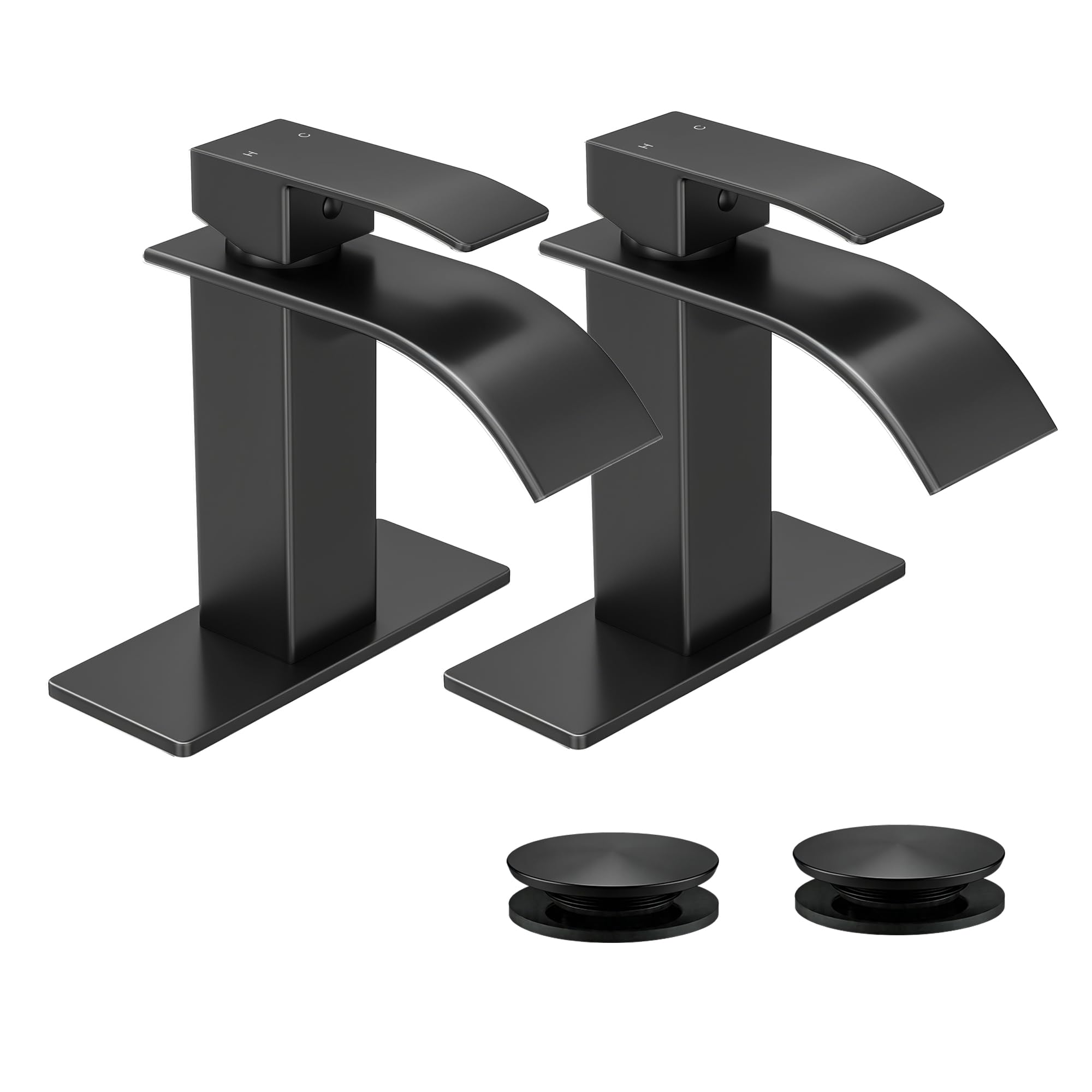 Fransiton Waterfall Single Handle Bathroom Sink Faucet Black