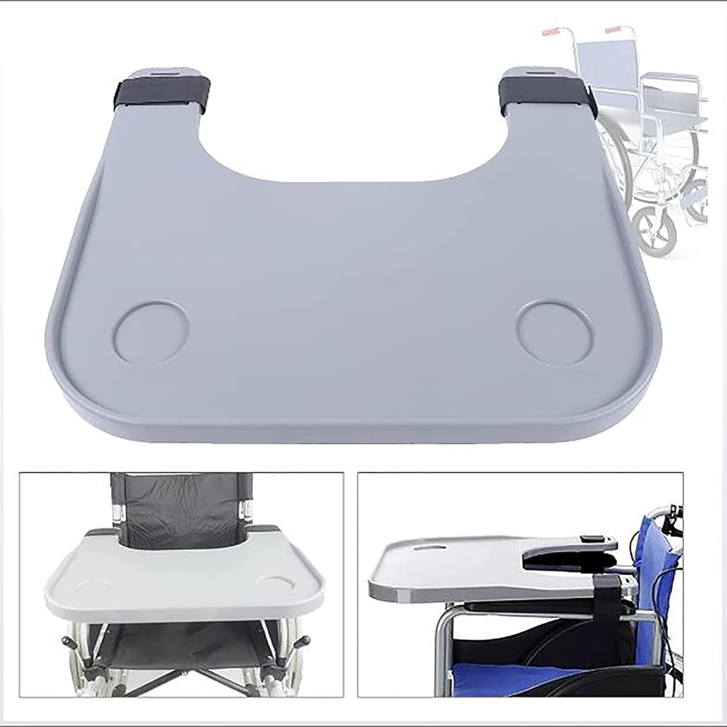 Wheelchair Lap Tray Table Detachable With 2 Cup Holders for Rest Home The Disabled Fits Wheelchair Arms of 16inch - 20inch - Image 3