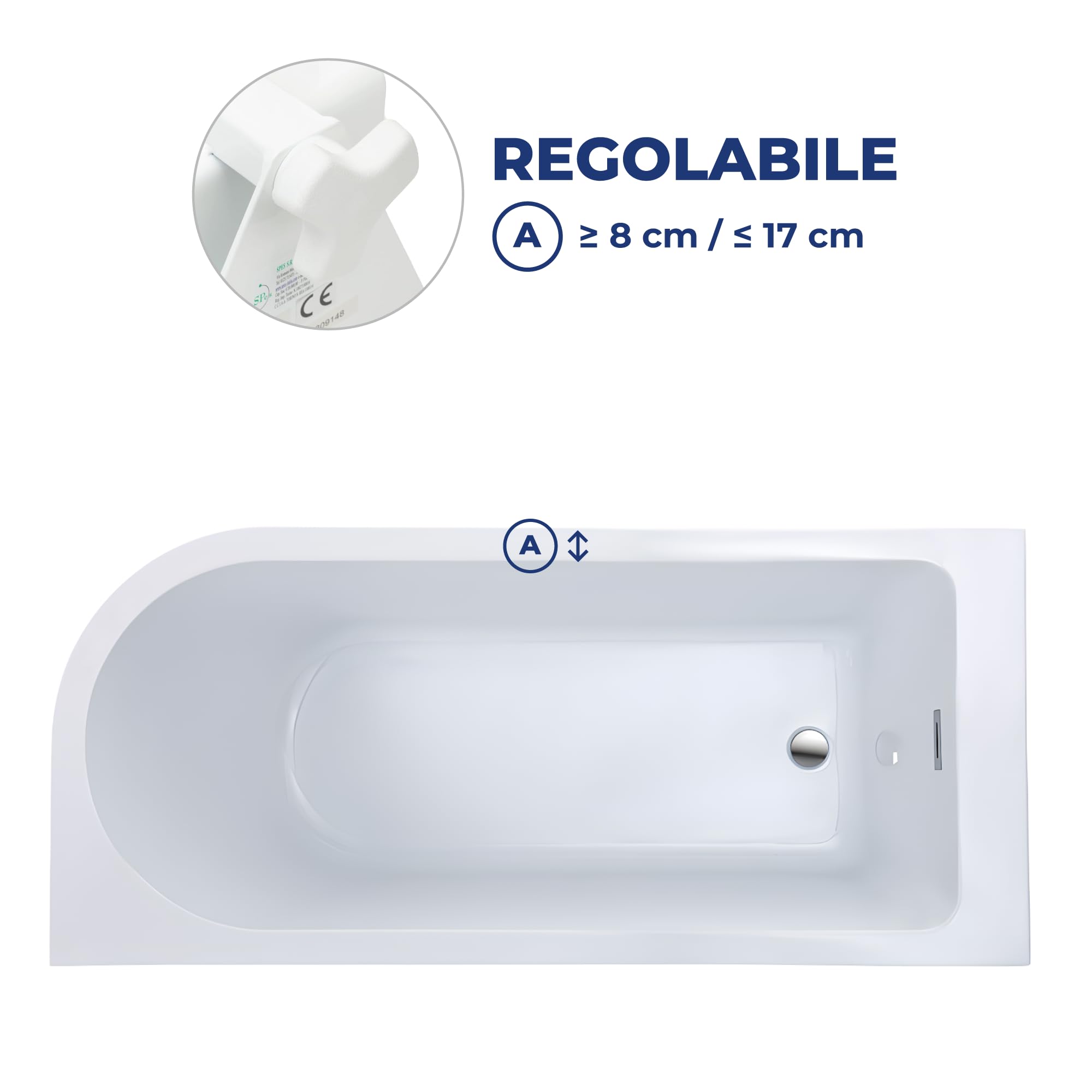 SPES Maniglia di Appoggio per Vasca da Bagno in Acciaio, Bianco | entra ed esci dalla vasca in sicurezza, maniglione di sostegno in acciaio, presa salda, per anziani e disabili