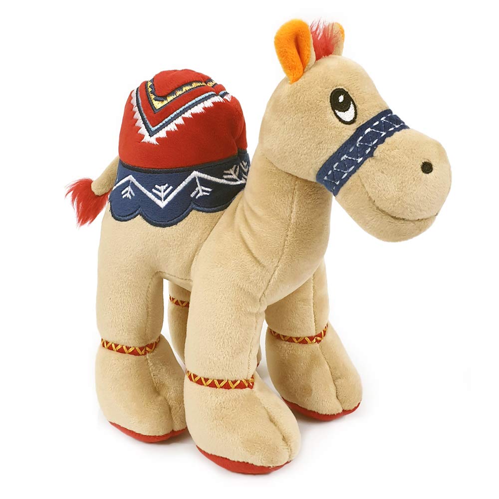 CaravaanCuddly beige soft toy camel with bright detailed embroidery, size 18cm.