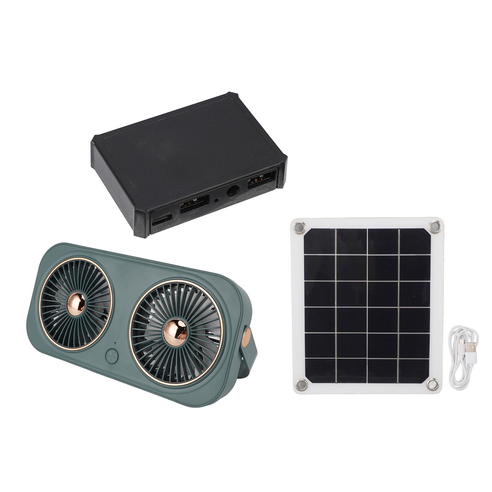 Elnwnnkc Solar Exhaust Fan Small Ventilator Panel Air Extractor with Double USB Manostat for Chicken House Greenhouse Outdoor