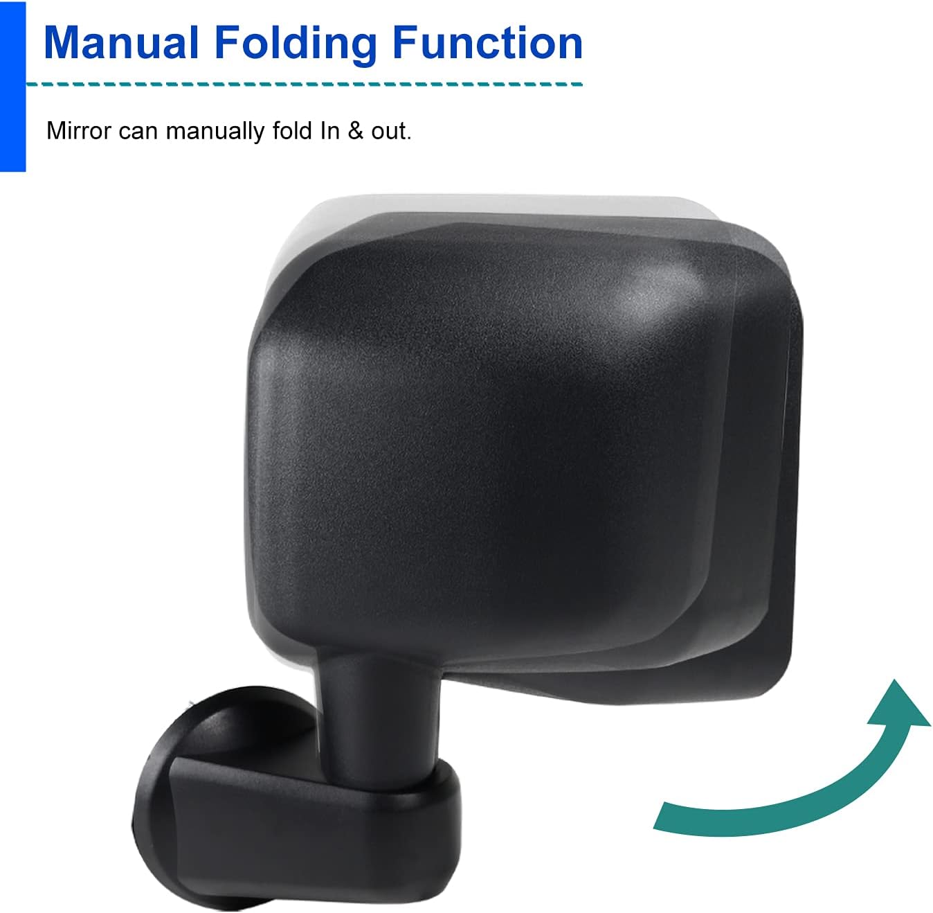 Spec-D Tuning Black Manual Fold Side View Mirrors Compatible with 2007-2018 Jeep Wrangler JK Left + Right Pair