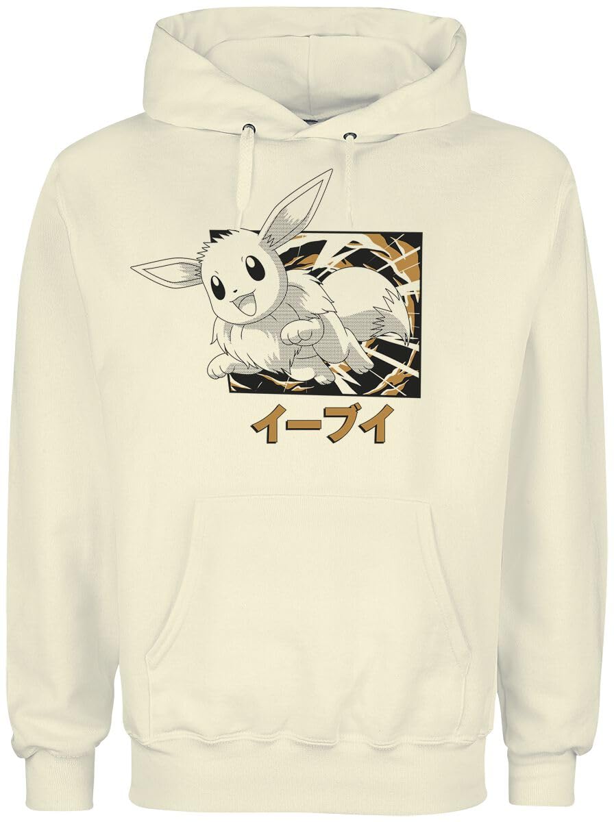 Pokémon Evoli Katakana Sudadera con Capucha Crudo Regular