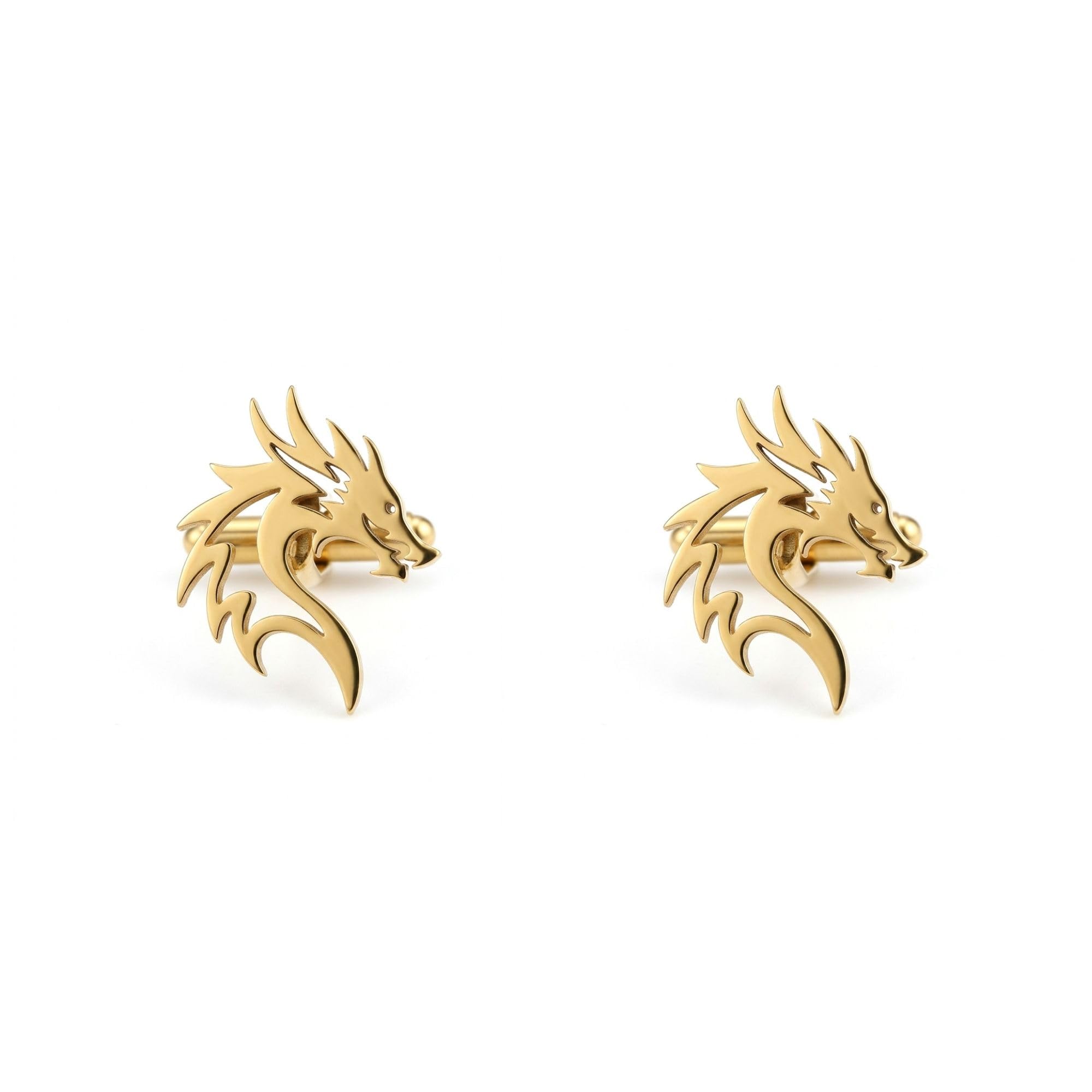 Dragon Head Cufflinks for Men | Gothic Dragon Design Gold Plated Brass Cufflinks for Formal Shirts | Premium Dragon Face Shirt Cufflinks for Suit, Blazer, Tuxedo, Wedding, Business & Party-image-16