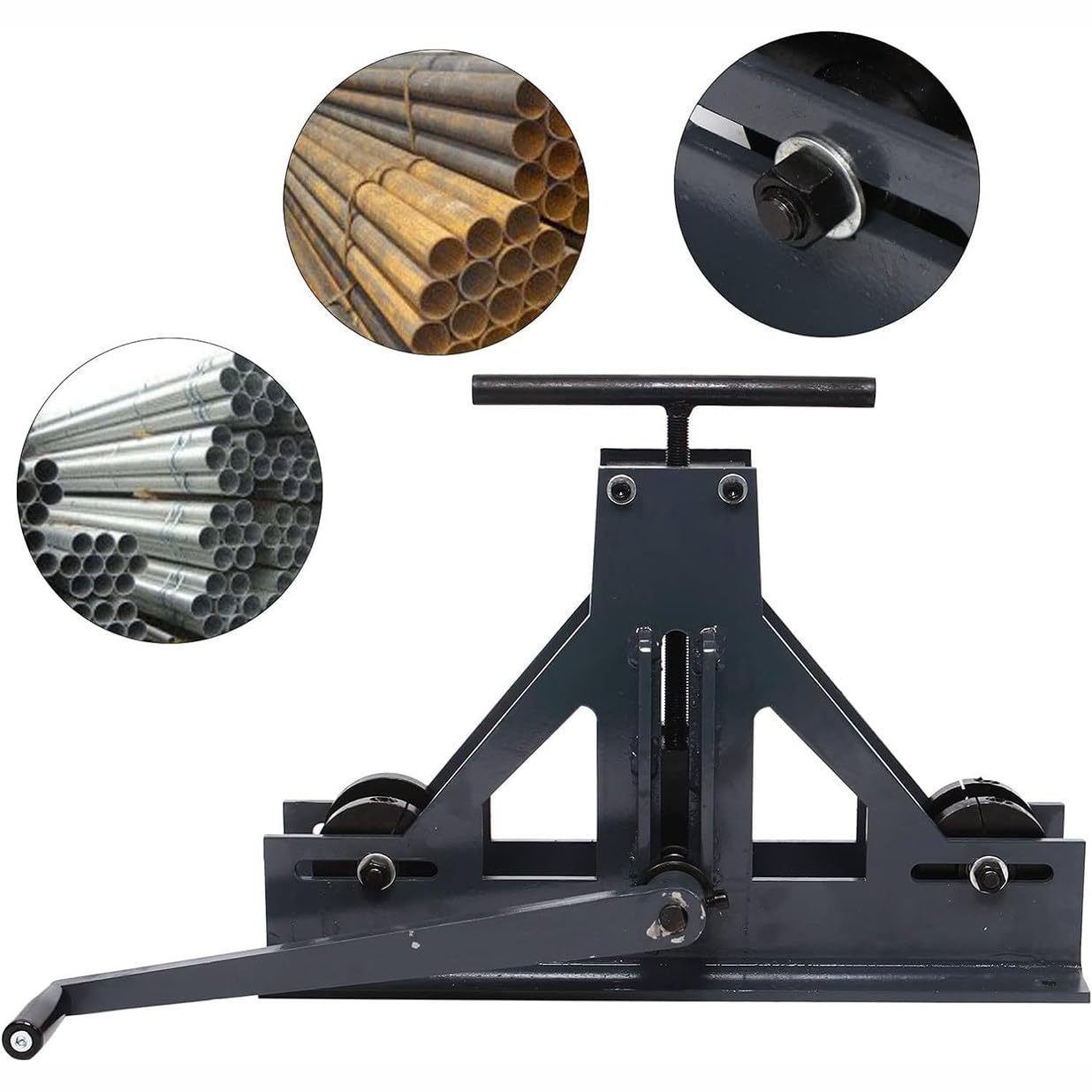 Przenośna ręczna giętarka do rur do gięcia metalu pasuje do rur 1/4 do 5.1 cm uniwersalna giętarka rolkowa do stali mosiądzu miedzi i aluminium