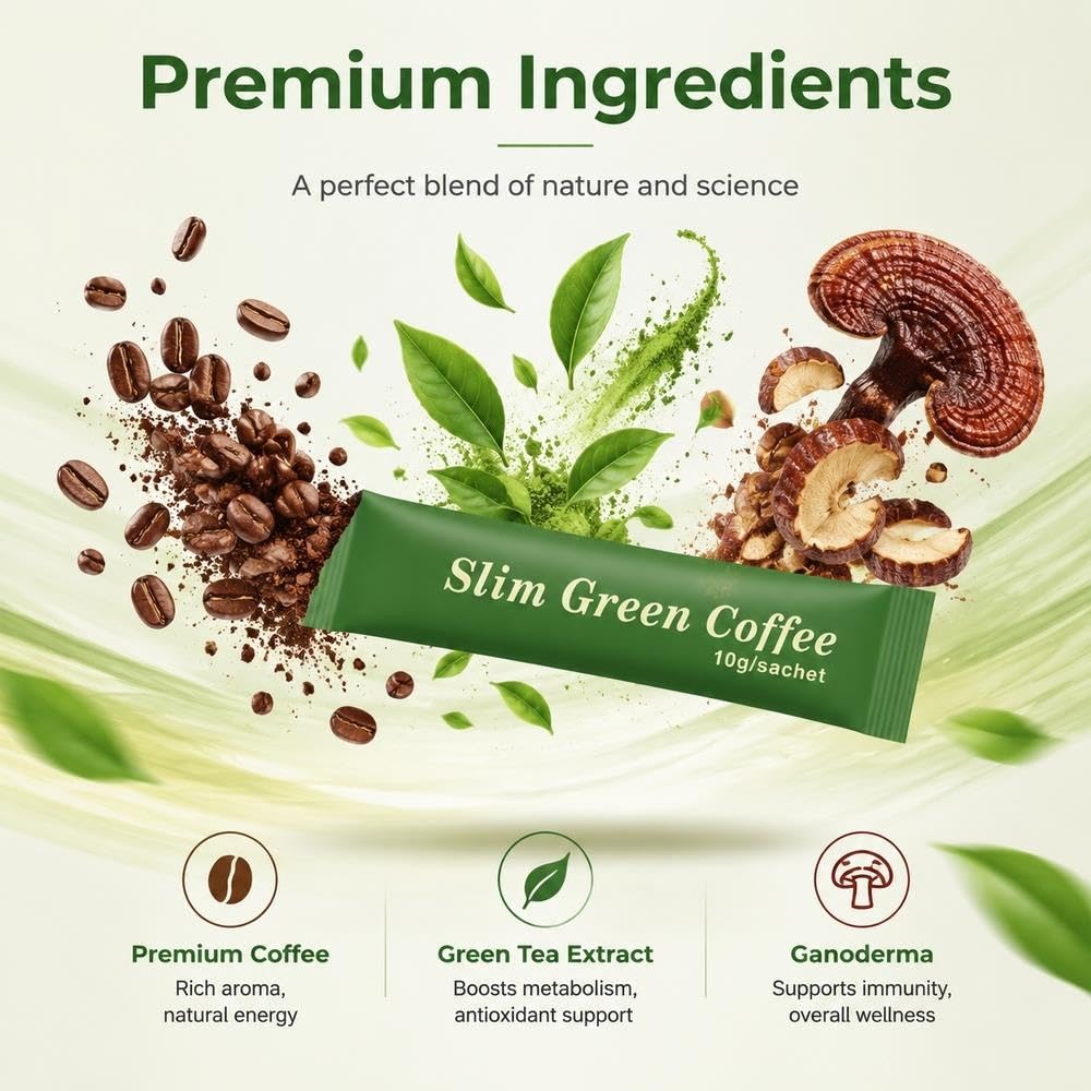 Miscela macinata biologica di supporto immunitario for tè e caffè verde | Caffè energetico equilibrato, vegano, senza glutine, a tostatura media(3pcs)