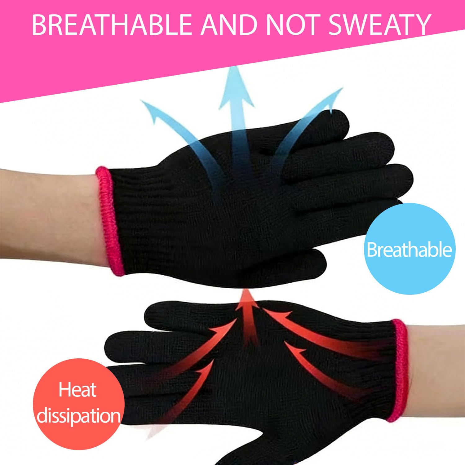 2 pièces Gants de protection professionnels résistants à la chaleur Gants extensibles de protection thermique pour le coiffage avec fer à friser et permanente (rose rouge)