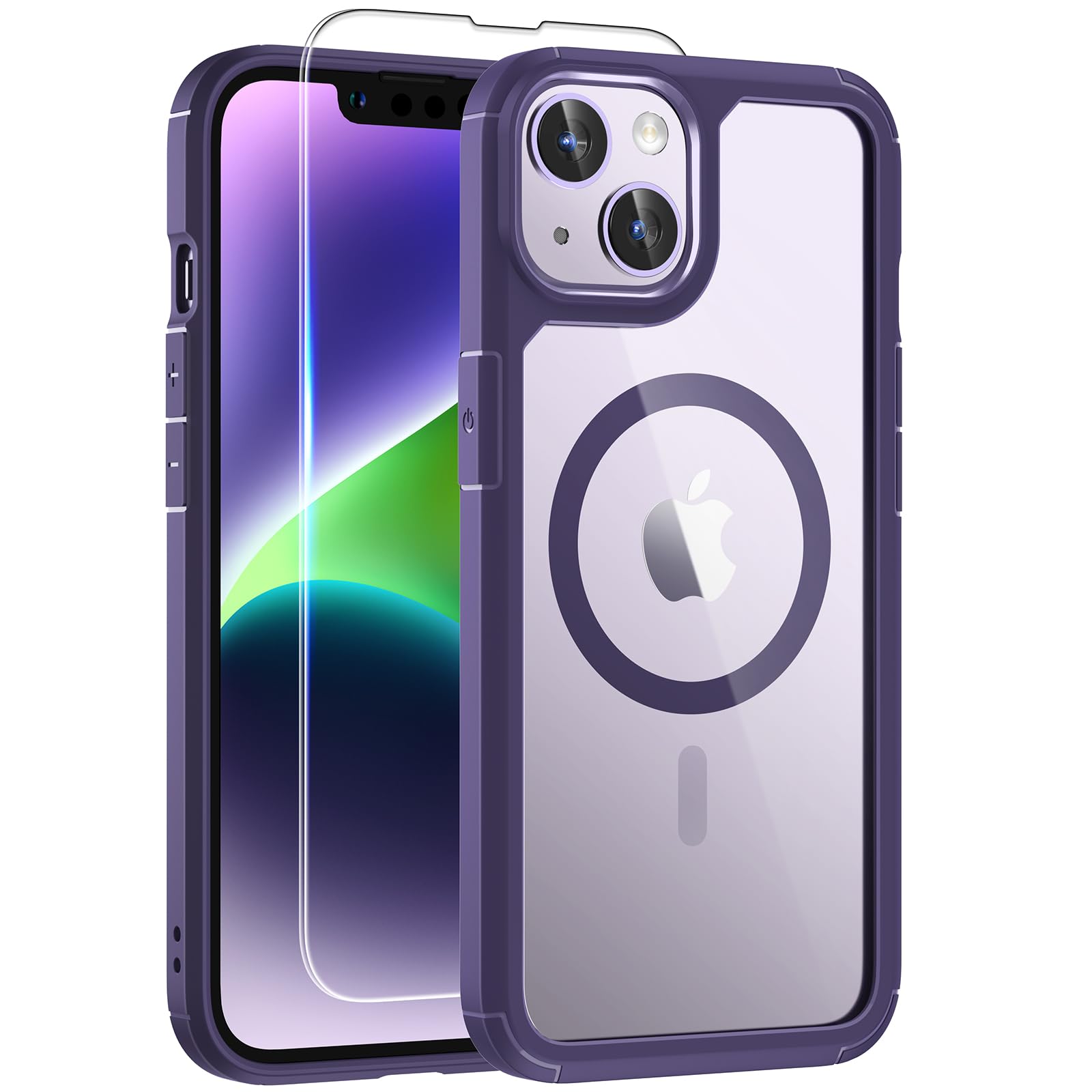 TAURI Funda para iPhone 13/iPhone 14, Compatible con MagSafe [No amarillea] con Vidrio Templado, Carcasa Nueva para iPhone 13/iPhone 14,Funda Ultra Fina antichoque - Transparente — view 120