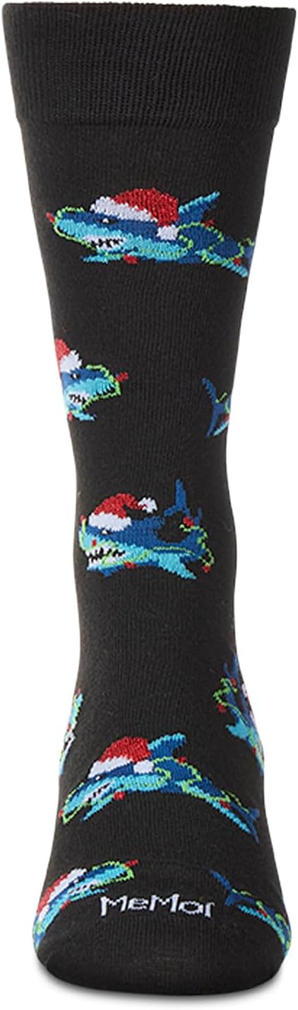 MeMoi Men's Santa Shark Christmas Holiday Novelty Crew Sock - Image 3