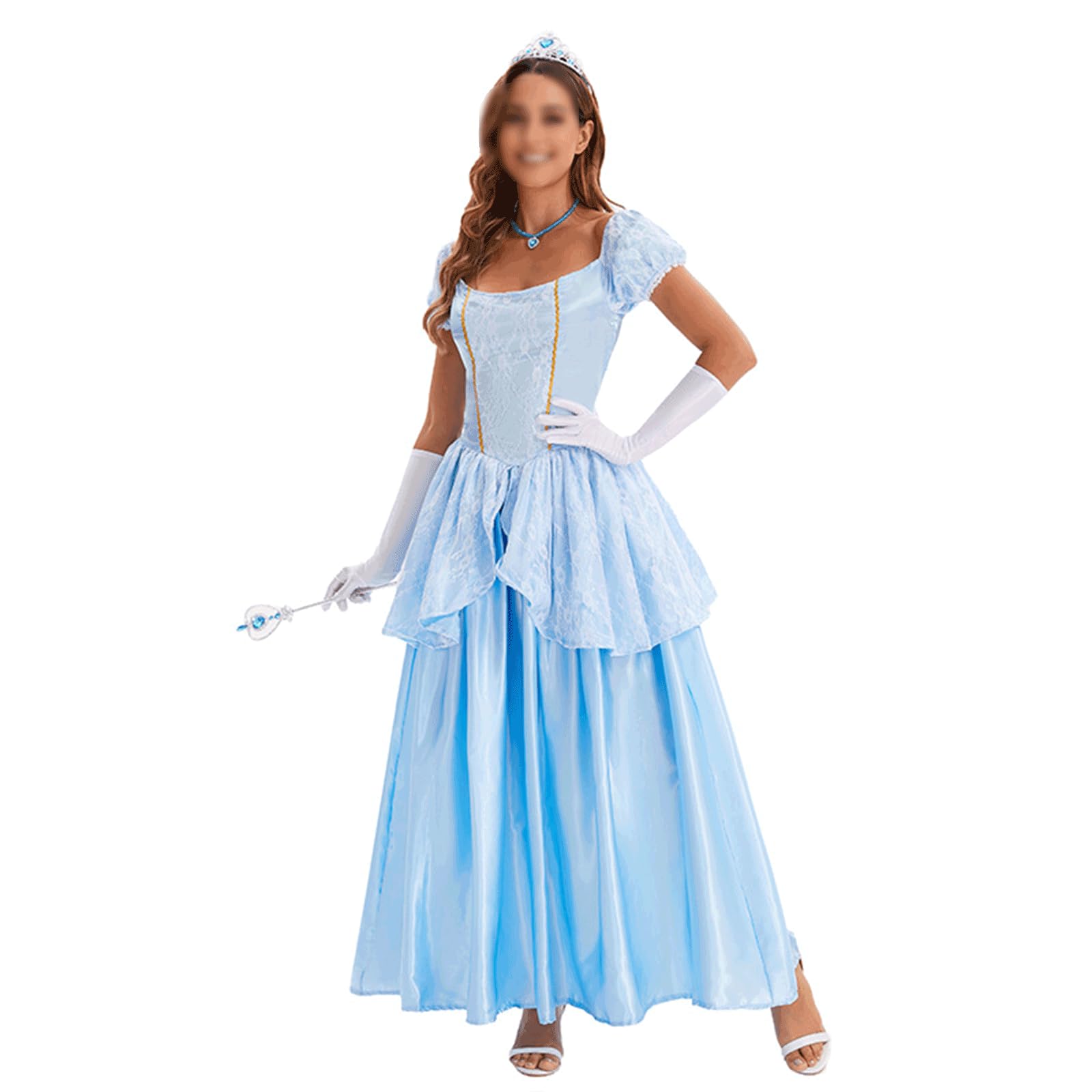 Damskie kostiumy na Halloween, seksowna księżniczka cosplay, fantazyjna sukienka na imprezę, długa suknia maxi z rękawiczkami i akcesoriami