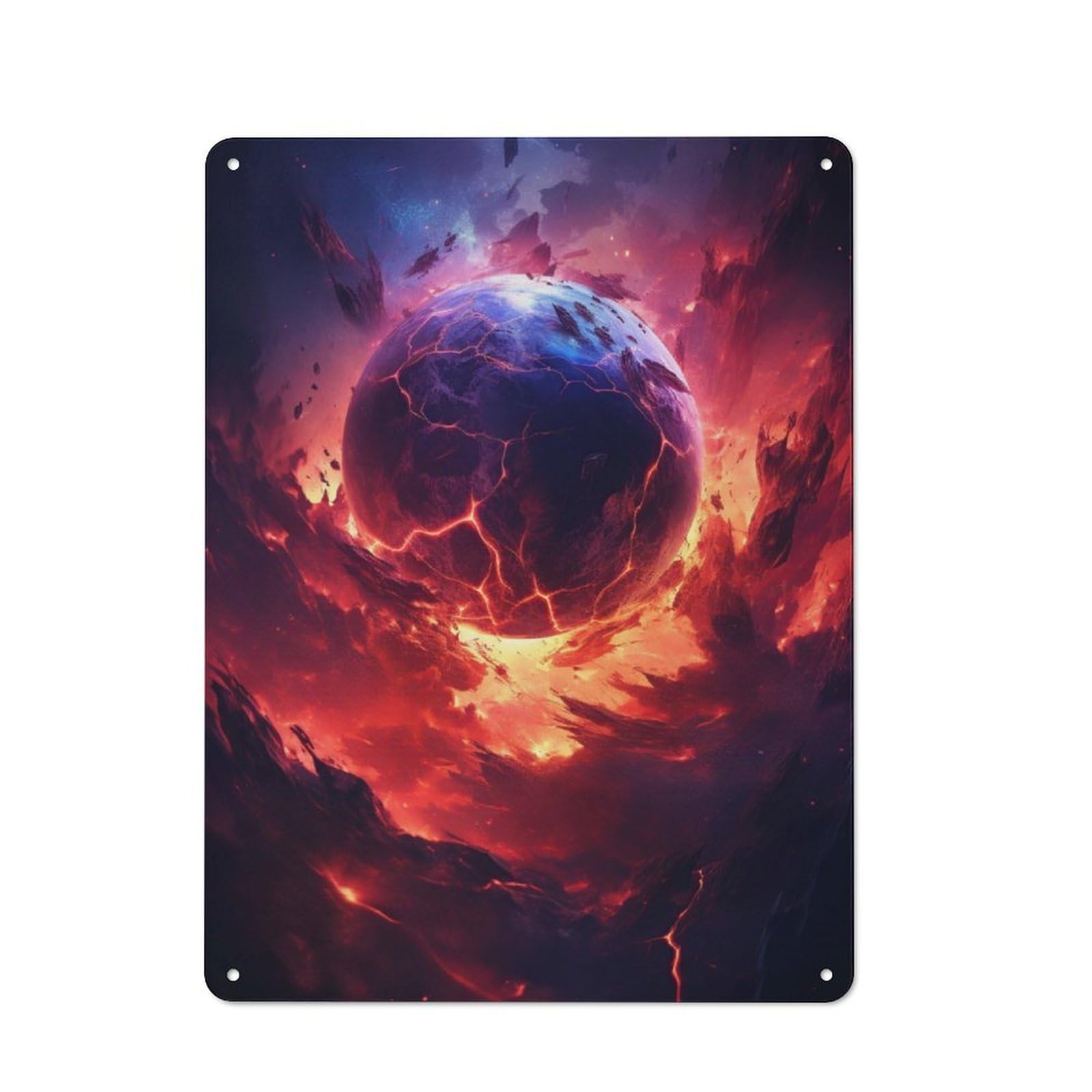 Junmoney Colorful Planets Retro Tin Wall Plaque 40X30cm For Studio Or Craft Room, Winter Wall Decor For Creative-Space Collectors