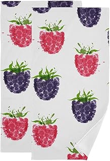 Juego de 2 toallas de mano para el cuerpo, para gimnasio, deportes, bayas, frutas, acuarela, color blanco, playa, spa, ducha, baño