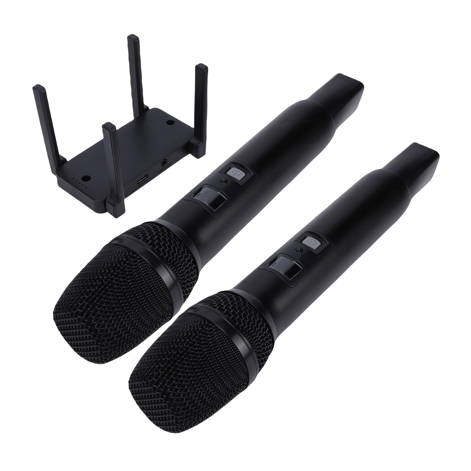 Bezprzewodowy System Mikrofonów do Karaoke Dźwięk Najwyższej Jakości do śpiewania Hosting 2 Mikrofony ze Stopu Aluminium na Różne Okazje