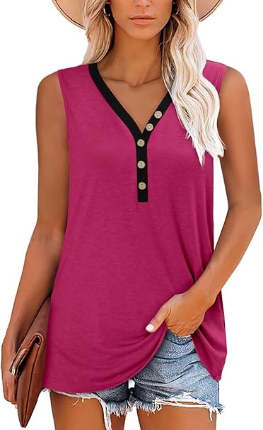KISSMODA Womens Boho Tops for Summer Sleeveless Tanks Loose Fit Casual Blouse Daily Shirts for Leggings (S-3XL)
