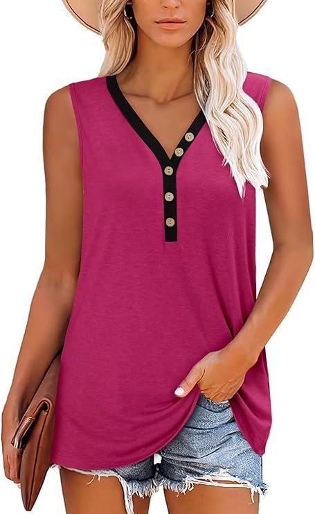 KISSMODA Womens Boho Tops for Summer Sleeveless Tanks Loose Fit Casual Blouse Daily Shirts for Leggings (S-3XL)