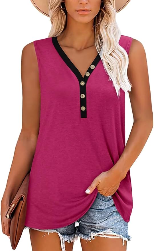 KISSMODA Womens Boho Tops for Summer Sleeveless Tanks Loose Fit Casual Blouse Daily Shirts for Leggings (S-3XL)