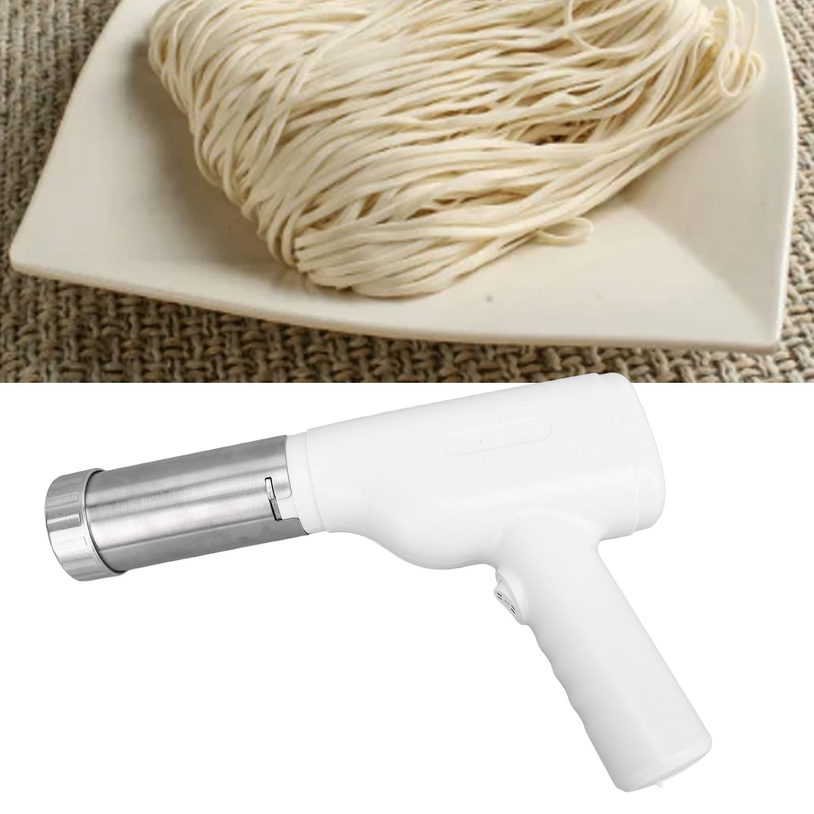 Máquina para Hacer Fideos Eléctrica de Mano, Máquina Automática para Hacer Pasta, para Pasta Recargable Inalámbrica con Fideos 6 en 1, Ideal para Espaguetis Caseros, Fettuccine y Lasaña