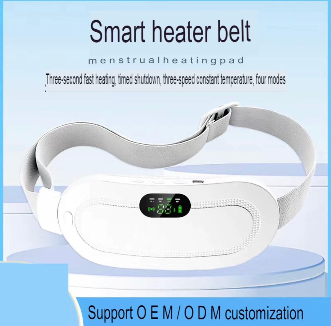 Heating Pad for Period Cramps, Portable & Cordless Back Belly Heat Pad for Menstrual Cramps Relief, Period Heating Belt - 4 Massage Modes (White)