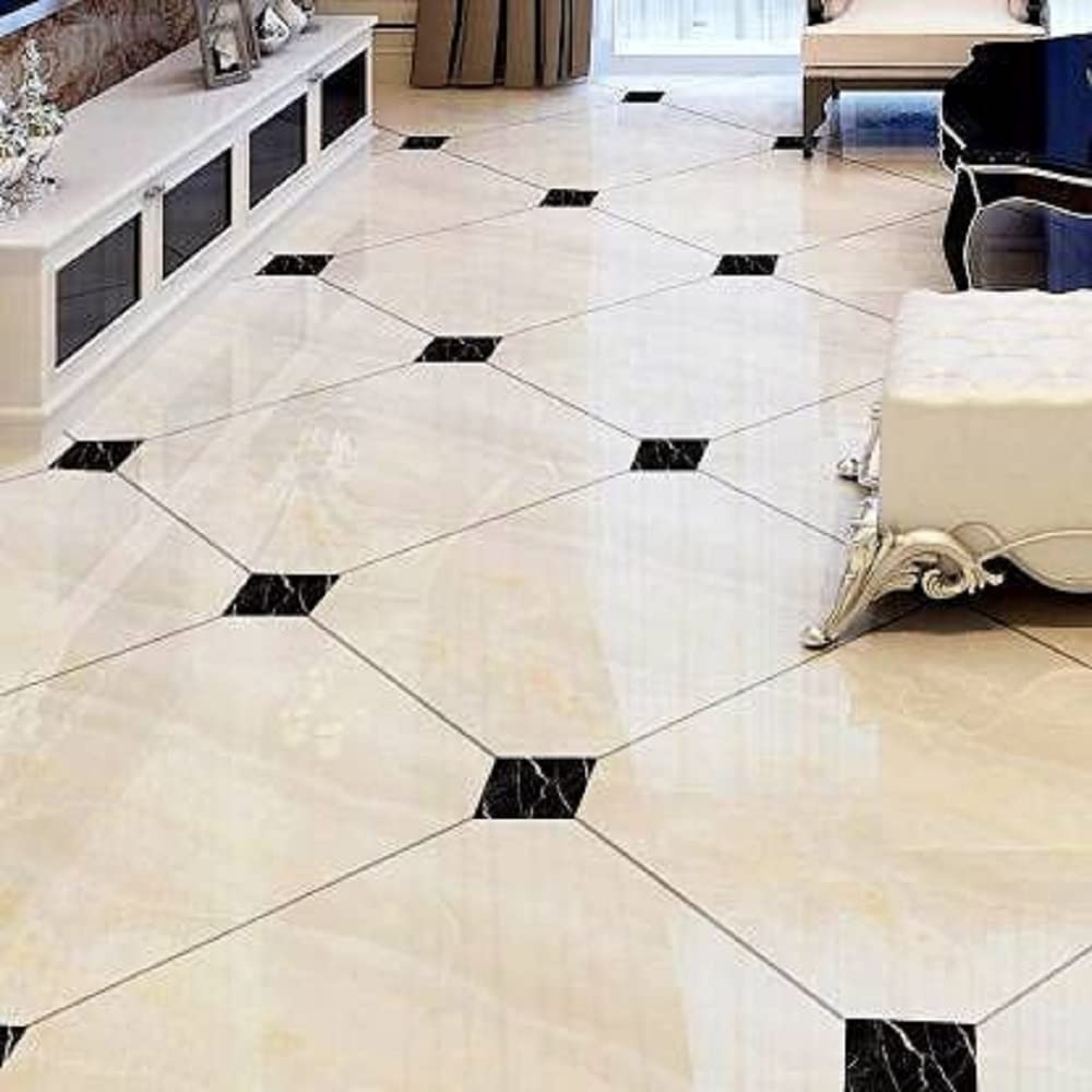 Vinyl Waterproof Self Adhesive Floor Sticker Tiles Sticker for Bedroom Living Room Kitchen Hall, Home Decor, Set of 20 (Black 01)-image-47