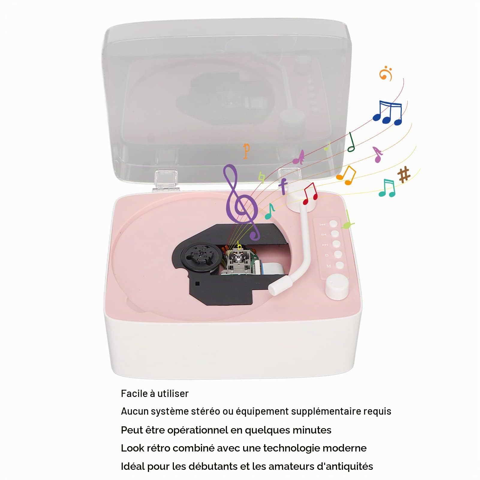 Lecteur CD Portable avec, Lecteur de Musique Kpop Rechargeable avec Haut-Parleur HiFi, Télécommande, Cache Anti-poussière, Prend en Charge Le Lecteur de Musique CD AUX